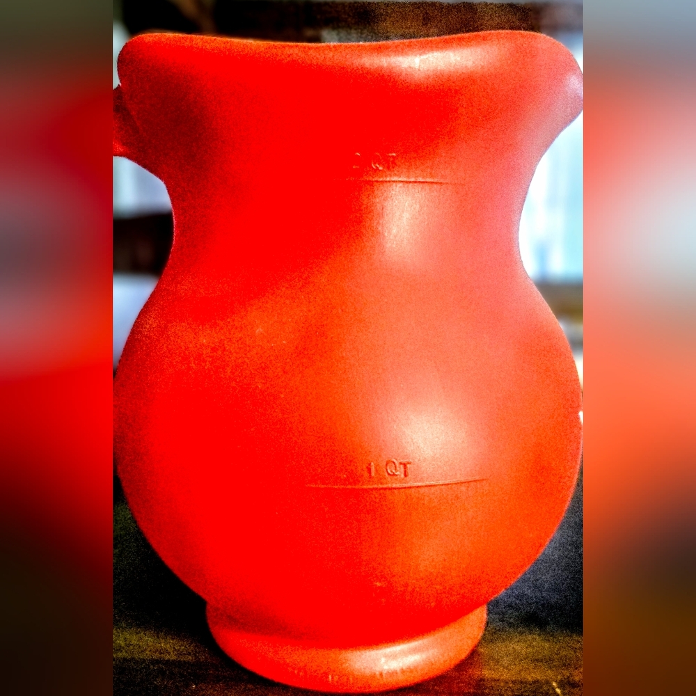 Smiley Face Red Pitcher and Mug Set - Picture 3 of 4